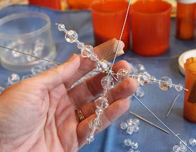 Crystal Snowflakes Diy, How To Make Beaded Snowflake Ornaments, Beaded Snowflake Tutorial, Beaded Icicle Ornaments Diy, Beaded Snowflakes Ornament Tutorials, Beaded Angels Tutorials, Beaded Snowflakes Ornament Free Pattern, Beaded Christmas Ornaments Patterns Free, Beaded Christmas Ornaments Diy