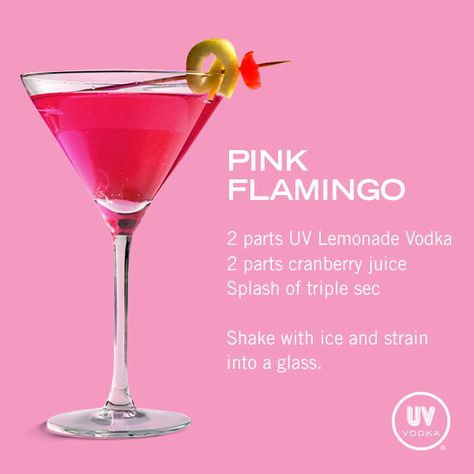 Uv Vodka Recipes, Cocktail Vodka, Vodka Recipes, Martini Recipes, Flamingo Party, Alcohol Drink Recipes, Triple Sec, Drinks Alcohol Recipes, Alcohol Recipes