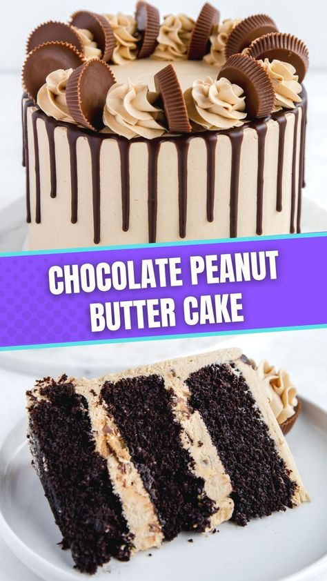 Chocolate Pb Cake Birthday, Pb Chocolate Cake, 5 Inch Birthday Cake, Chocolate Peanut Butter Cake From Box Cake, Peanut Butter Crazy Cake, Reese Cake Birthday, Reese’s Cake, Chocolate Peanutbutter Cake, Reeses Peanut Butter Cake