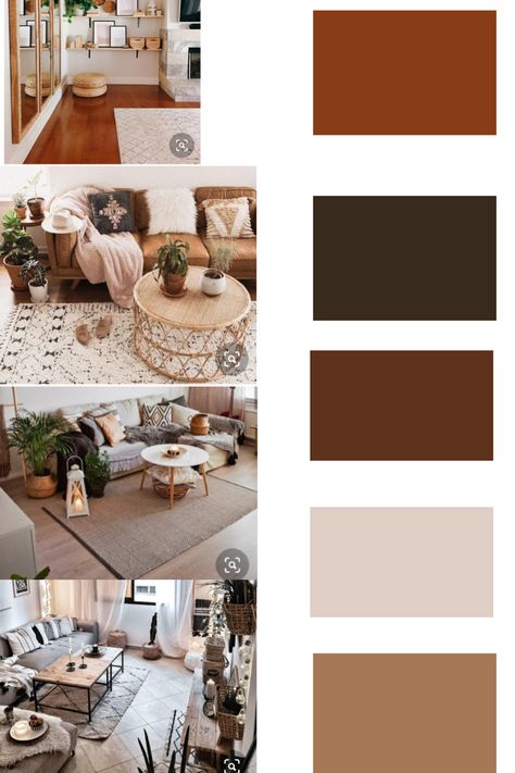 Palette of colors with black and white added?? Mostly shades of brown (neutrals) witha few pops of color like greens oranges pinks reds? Orange Brown Grey Color Palette, Brown Rust Color Palettes, Brown And White Colour Palette, Brown Tan White Color Scheme, Color Palette With Walnut Wood, Cashew Color Palette, Brown And Black Colour Palette, Shades Of Brown Room Decor, Shades Of Brown Interior Design