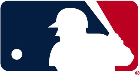 Major League Baseball Primary Logo (2019-Pres) - The silhouette of a batter in white with red and blue on either side, the colours of the logo match the same shades as the American flag. Major League Baseball Logo, Softball Logos, Red And Blue Logo, Baseball Theme Birthday, Mlb Team Logos, Baseball Logo, Mlb Logos, Anniversary Logo, Baseball Theme