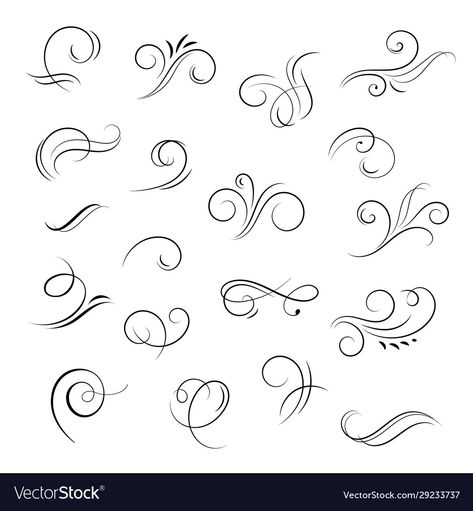 Swirl Doodles, Lettering Embellishments, Lettering Flourishes, Swirl Design Pattern, Swirl Tattoo, Logo Cosmetic, Vintage Tattoo Art, Markers Drawing Ideas, Text Dividers