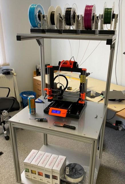 3d Printer Stand, 3d Print Station, 3d Printer Station, Print Shop Ideas, Robotics Lab, Makerspace Design, Printer Station, 3d Print Shop, 3d Printer Enclosure