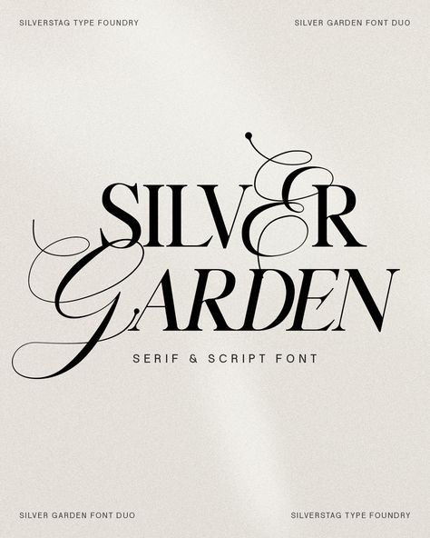 Obsessed with this throwback! ✨ Still crushing hard on Silver Garden 😍 What's YOUR go-to font for a touch of timeless elegance? Drop it below! 👇 🔺 FONT: Silver Garden - Nostalgic Font Duo #fontlove #typography #vintagefont #throwbackdesign #graphicdesign #fontdesign #branding #designinspo #retrodesign #elegantdesign Ethereal Typography, Garden Typography, Soft Typography, Silver Editorial, Whimsical Words, Garden Font, Silver Garden, Font Serif, Romantic Fonts