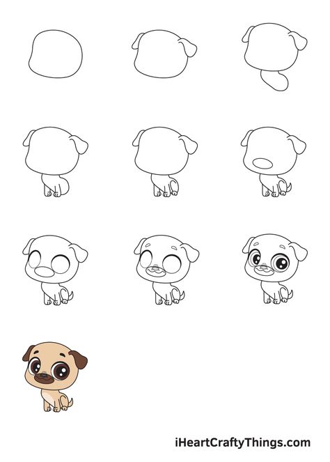 How to Draw a Pug – Step by Step Guide Draw A Pug, Puppy Drawing Easy, Pug Drawing, Dog Paw Print Art, Pug Breed, Paw Print Art, Digital Art Software, Puppy Drawing, Drawing Step By Step