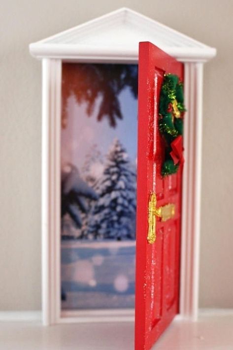 Elf Door Diy, Elf On The Shelf Door, Elf On The Shelves, Elf Doors, Best Snap, Elf On The Shelf Arrival, Elf Door, Pole Nord, Christmas Preparation