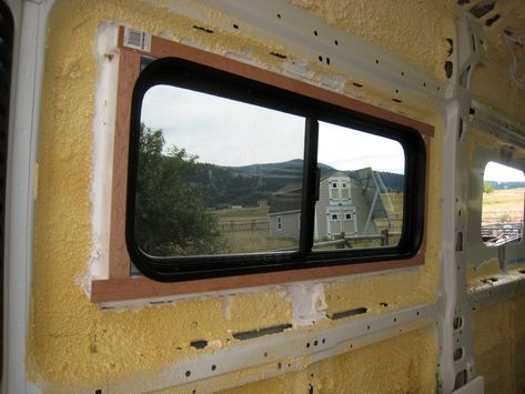 We decided to go with windows on each side of the van toward the back in the beds/dinette area, plus a third window in the galley area behind the driver seat. We might eventually add a window in the sliding door, but want to try a trip or two to see if the added window … Class B Camper Van, Camper Van Conversions, Rv Windows, Camper Windows, Diy Camper Van, Ducato Camper, Windows Ideas, Kombi Motorhome, Conversion Van