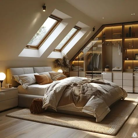 Paint Color Bedroom, Wall Colors Bedroom, Bedroom Sloped Ceiling, Painting Ideas Bedroom, Slanted Ceiling Bedroom, Bedroom Painting Ideas, Oasis Bedroom, Cool Loft Beds, Bedroom Ideas For Teens