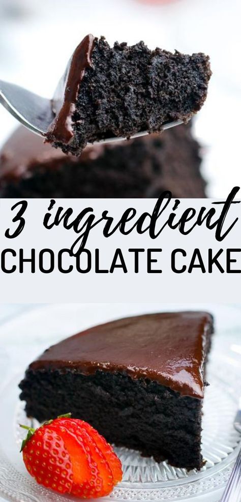 30 minutes · Vegetarian · Serves 5 · YES! You've heard it right! this chocolate cake recipe takes only 3 ingredients to make! This 3 ingredient chocolate cake is the easiest way to make a chocolate cake, and it tastes amazing! This 3… No Mixer Cake Recipes, Fruit Cupcakes, Chocolate Cake Recipe Moist, Postre Keto, Best Cake, Gateaux Cake, Moist Chocolate Cake, Chocolate Cream, Chocolate Lover