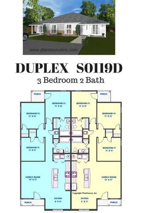 3 Bedroom 2 Bath 1241 square feet per unit Duplex Blueprints Investment Property Duplex Floor Plans 3 Bedroom, 3bedroom Duplex House Plans, Barndominium Duplex Ideas, Duplex Blueprints, Duplex House Plans 3 Bedroom, 3 Bedroom Duplex Floor Plans, 3 Bedroom Apartment Floor Plan, 2 Bedroom Duplex Floor Plans, Three Bedroom House Plan