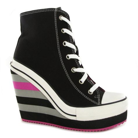 Rock and Candy by Zigi Lulu Wedge Trainer Boots Converse Wedges, Wedge Trainers, Funky Shoes, Wedges Heels, Shoes Boots Heels, Black Wedge, Rock Candy, Cool Shoes, Fabulous Shoes