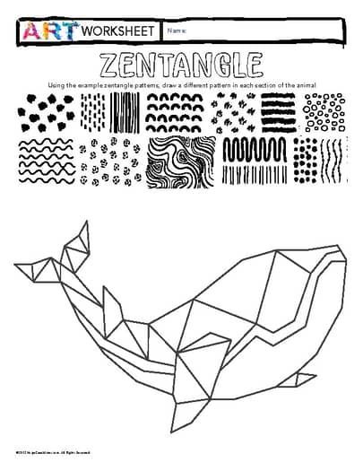 Art Geometric Pattern Texture Zentangle Drawing Whale Fox Bear Owl Worksheet Coloring pages for kids #coloringpagesforkids Coloring page for kids #coloringpageforkids Kids coloring page #kidscoloringpage 4.609 Drawing Whale, Pattern Practice, Worksheet Coloring, Pattern Worksheet, Animal Worksheets, Zentangle Drawing, Free Coloring Pages For Kids, Zen Doodle Art, Pattern Coloring Pages