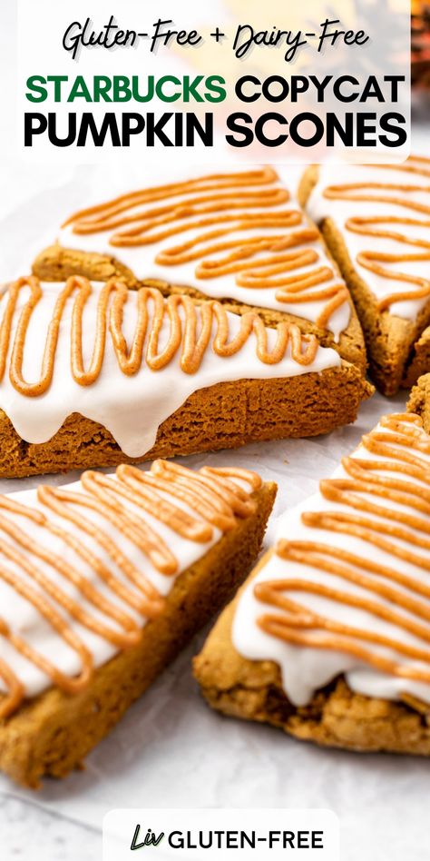 Pumpkin Scones Starbucks, Dairy Free Starbucks, Dairy Free Scones, Pumpkin Starbucks, Scones Vegan, Pumpkin Scones Recipe, Gluten Free Scones, Dairy Free Pumpkin, Homemade Scones