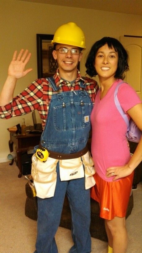 Our couple diy halloween costume. Dora the Explorer and Bob the Builder! Bob The Builder Costume, Builder Costume, Bobs Outfit, 90s Guys, Couples Diy, Cute Couple Halloween Costumes, Bob The Builder, Disney Halloween Costumes, College Halloween