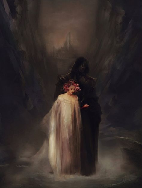 Hades And Persephone Fanart Dark, Hades Aesthetic, Persephone Art, Fantasy Romance Art, Victorian Romance, Romance Art, Hades And Persephone, Occult Art, Dark Heart