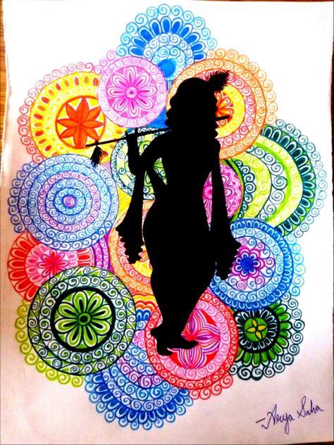 Radha Mandala Art, Mandala Art Krishna, Mandala Krishna, Colourful Mandala Art, Krishna Mandala, Colour Mandala, Colourful Mandala, Art Krishna, God Painting