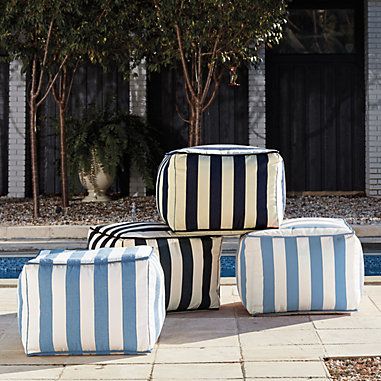 Outdoor Pouf Pouf Seating, Beach Restaurant, Shore House, Outside Furniture, British Colonial Style, Outdoor Pouf, Outdoor Accents, Outdoor Side Table, Outdoor Furniture Collections