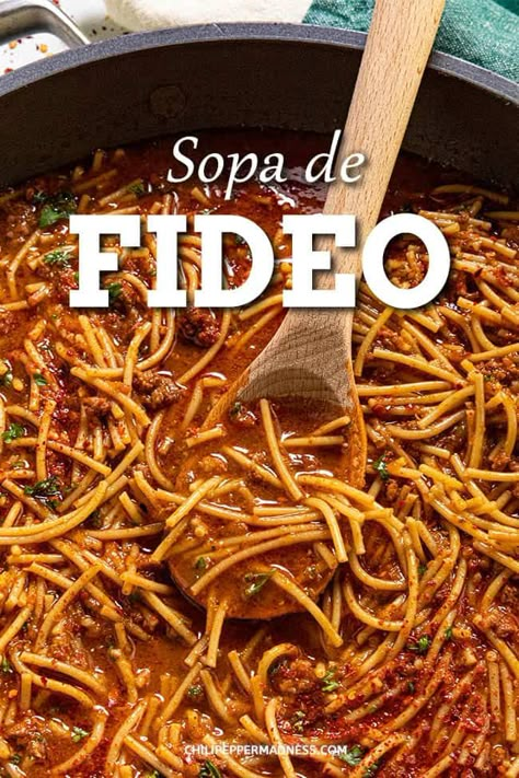 This sopa de fideo recipe is a comforting Mexican noodle soup made with lightly toasted noodles simmered in a seasoned tomato broth, easy to make. Mexican Noodle Soup, Fideo Recipe, Gobi Recipes, Mexican Soup Recipes, Mexican Soup, Tomato Broth, Savory Soups, Mexican Food Recipes Easy, Canned Tomato Sauce