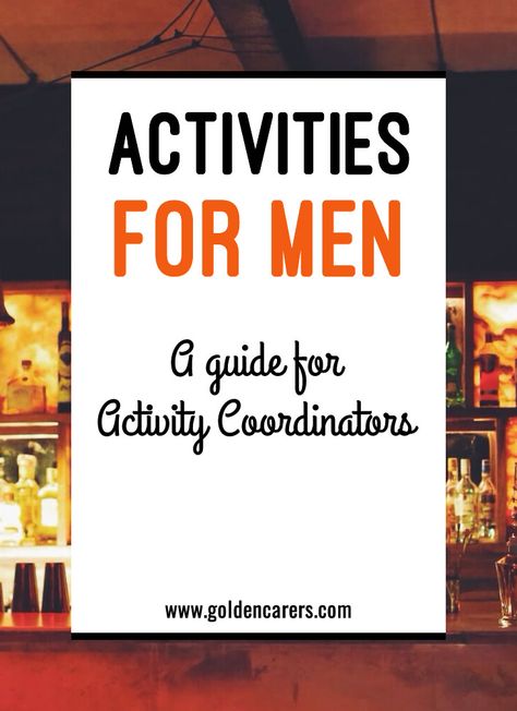 Men’s activities are challenging! The best way to find meaningful activities for men is to uncover past lifestyle choices and history - you can gather this information from residents and their families. Here are 8 tips for engaging men in meaningful activities. Geriatric Activities, Assisted Living Activities, Senior Citizen Activities, Memory Care Activities, Senior Assisted Living, Senior Living Activities, Meaningful Activities, S Activities, Therapeutic Recreation