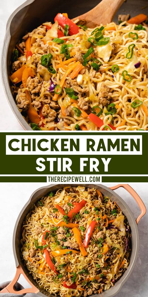 Chicken Ramen Stir Fry, Chicken Coleslaw, Ramen Stir Fry, Chicken Ramen, Ramen Recipe, Ground Chicken Recipes, Fry Recipes, Instant Ramen, Chicken Dinners