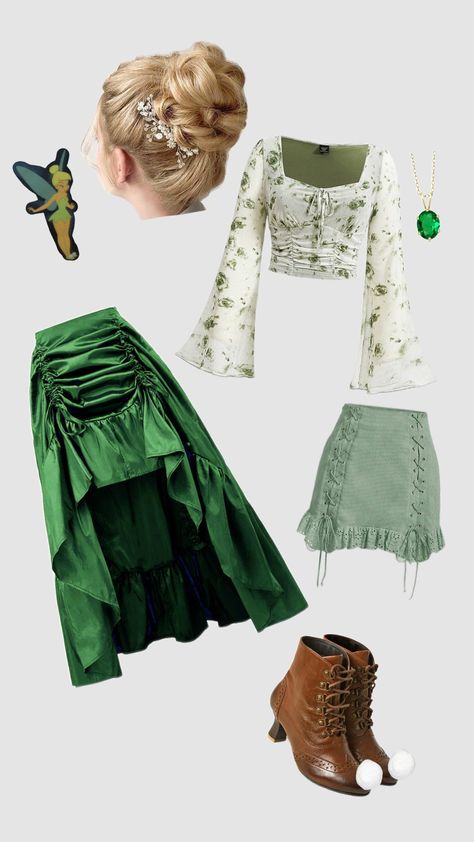 Green outfit inspired by tinkerbell🌱✨ Willow Avalon, Avalon Aesthetic, Fairytale Costume, Spy Outfit, Fairy Tale Costumes, Willow Green, School Of Witchcraft, Thrift Inspo, Outfit Inspired