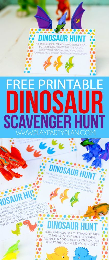 This free printable dinosaur hunt is perfect for a dinosaur birthday theme, a dinosaur party, or just to play with boys who love dinosaurs! Definitely one of the best dinosaur games or activities I’ve seen, and I know my son would love these ideas! Pair i Dinosaur Scavenger Hunt, Dinosaur Party Games, Diy Halloween Dekoration, Birthday Camping, Dinosaur Birthday Theme, Dinosaur Games, Ballon Party, Boy Birthday Decorations, Scavenger Hunt For Kids