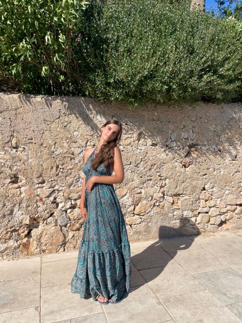 Hippie Dress, Insta Snap, Iconic Dresses, Southern Italy, Hippie Dresses, Italy Vacation, Poses For Photos, Summer 24, Dress Blue