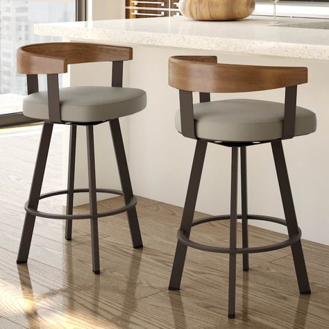 Amisco Lars Swivel Counter and Bar Stool - Bed Bath & Beyond - 24014760 Modern Bar Stools Kitchen, Counter Stools With Backs, Island Chairs, Steel Stool, Bar Stools Kitchen Island, Stools For Kitchen Island, Bar Stools With Backs, Swivel Counter Stools, Stools With Backs