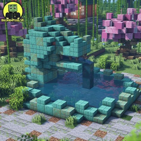 Build A Dragon, Japanese Minecraft Builds, Minecraft Fountain, Dragon Fountain, Minecraft Update, Minecraft Japanese House, Construction Minecraft, Minecraft Japanese, Minecraft Structures