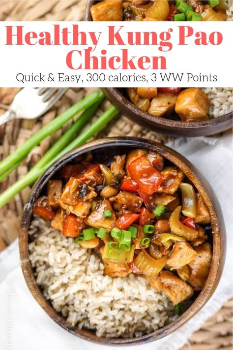 Healthy Kung Pao Chicken, Paleo Chicken Dinner, Dinner Asian, Slender Kitchen, Weight Watchers Chicken, Clean Eating Recipes For Dinner, Clean Eating Dinner, 300 Calories, Healthy Clean Eating