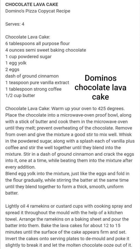 Dominos Lava Crunch Cake Recipe, Dominoes Lava Cake Recipe, Dominos Lava Cakes, Dominos Lava Cake Copycat, Dominos Recipe, Lava Cake Recipes, Desserts Ideas, Family Desserts, Crunch Cake