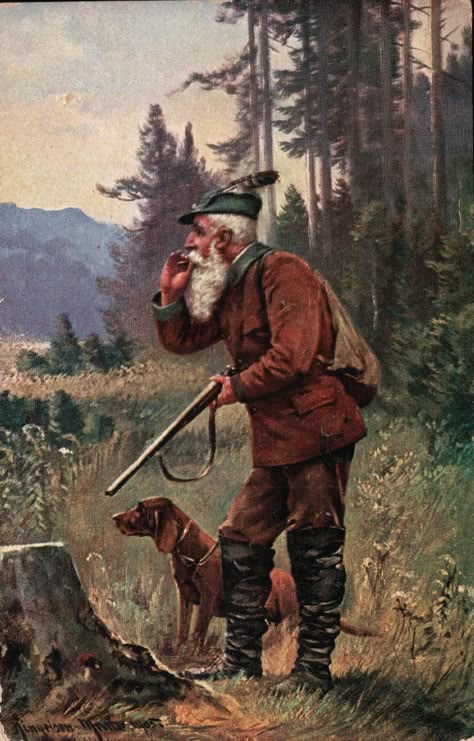 Hunting Drawings, Hunting Painting, Bavarian Alps, Hunting Pictures, Western Artwork, Arte Peculiar, Hunting Art, Vintage Hunting, Mountain Men