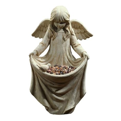 Cherub Bird Feeder Angel Garden Statues, Cement Statues, Angel Garden, Cement Garden, Outdoor Garden Statues, Gardening Zones, Garden Figurines, Angel Statue, Angel Sculpture