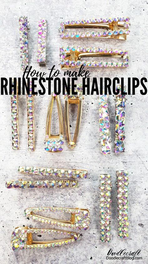 Bling Hair Clips, Diy Hair Barrettes, Hair Clips Ideas, Nye Photoshoot, Diamond Hair Clips, Jewelled Hair Clips, Hairbow Ideas, Diy Hair Clips, Hair Accessories Display