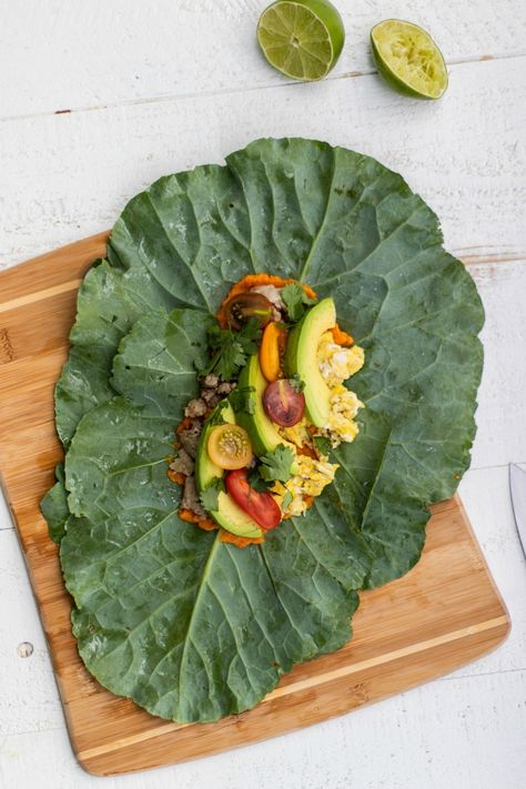 Collard Wrap Breakfast Burritos Rainbow Hummus, Collard Wraps, Collard Green Wraps, Hummus Avocado, Rainbow Veggies, Collard Green, Collard Greens, Idee Pasto Sano, Raw Vegan