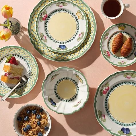 Villeroy & Boch - French Garden Dinnerware Garden Bread, Sandwich Trays, Table Dinner, Tea Saucer, Gold Dinnerware, Toasting Flutes, Garden Salad, Butter Plate, Breakfast Cups