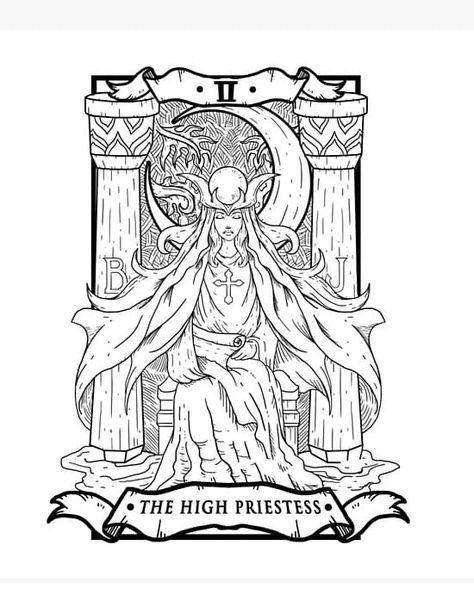 The High Priestess Tarot Card, Priestess Tarot Card, The High Priestess Tarot, High Priestess Tarot, Bookplate Design, Empress Tarot Card, Tarot Tattoo, Tarot Card Tattoo, Card Tattoo Designs