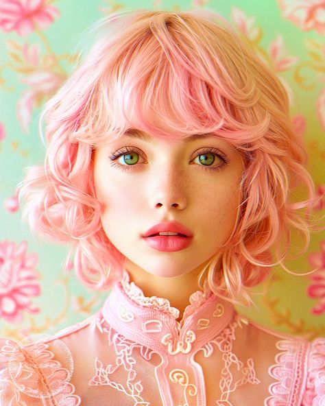 Strength in uniqueness Pink Hair Character Inspiration, Pose Reference Portrait, Futuristic Makeup, Pink Portrait, Avant Garde Hair, Hair Catalog, Makeup Game, Face Photo, Hair Dye Colors