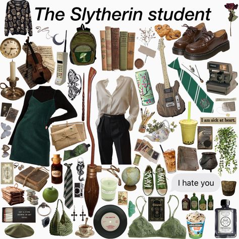 Slytherin Academia Outfit, Slytherin Themed Outfits, Types Of Slytherin Outfits, Slytherin Core Outfits, Aesthetic Slytherin Outfit, Hogwarts Outfits Slytherin, Harry Potter Slytherin Aesthetic Outfit, Slytherin Aesthetic Clothes, Slytherin Academia