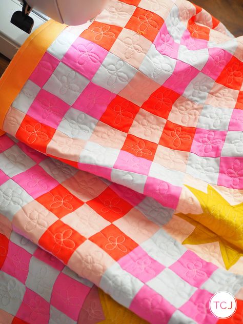 Neon Quilt, Modern Sewing Projects, Then Came June, Sawtooth Star, Improv Quilting, Patchwork Inspiration, Orange Quilt, Quilting Designs Patterns, Stash Buster