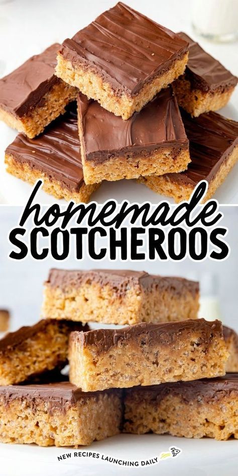 Scotcheroos Scotcharoos Recipe, Scotcheroos Recipe, Peanut Butter Rice Krispie Treats, Dessert Bar Recipe, Cookie Bar, Butter Rice, Chocolate Topping, Cookie Bar Recipes, Rice Krispie