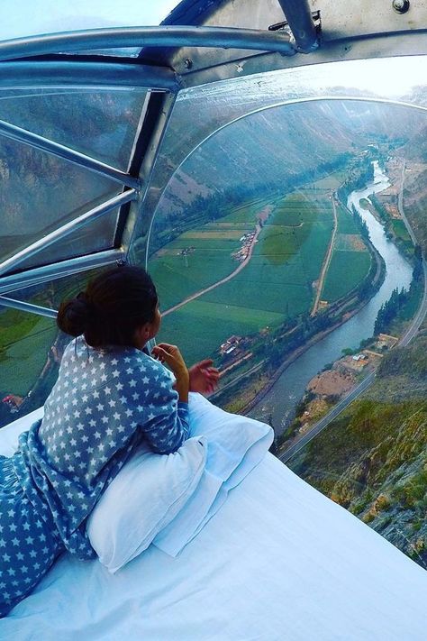 You Can Sleep on the Side of a Cliff at This Gorgeous (and Slightly Terrifying) Hotel Holiday Locations, Sacred Valley, Unique Hotels, Amazing Travel Destinations, Foto Ideas Instagram, Vacation Places, On The Edge, Places Around The World, On The Side