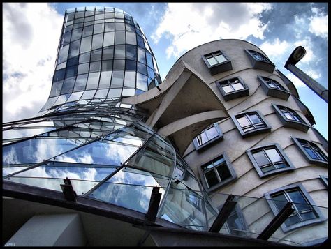 Dancing House | Vlado Milunic + Frank Ghery   #Baroque #FamousBuildings #FrankGehry #gehry #GehryPartners #housedesign Prague Dancing House, Dancing House, Ginger Rogers, Famous Architects, Zaha Hadid Architects, Frank Gehry, Interesting Buildings, Amazing Buildings, Iconic Buildings