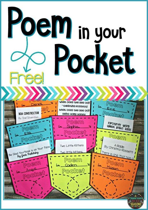 Free Poetry activity! April 27th is Poem in Your Pocket Day. This poetry lesson makes a great bulletin board display for the classroom! Poetry Prompts Ideas, Poem In Your Pocket, Poetry Crafts, Silverstein Poems, Free Poems, Prompts Ideas, Poetry Day, Poetry Activities, Poetry Prompts