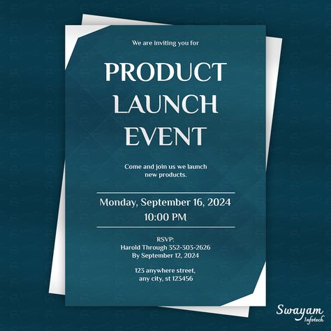 #productlaunch #productlaunching #productlaunchevent #productlaunches #productlaunchingevent #productlaunchinvite #productlaunchinvitation #invitation #invitationcard #invitationcards #invitations #invitationdesign #invitationcarddesign #design #designer #craft #crafts #graphicdesign #creativecards #customdesigns #swayam #swayaminfotech Product Launch Invitation, Launch Invitation, Launch Event, Invitation Card Design, Card Designs, Custom Invitations, Invitation Card, Invitation Cards, The First