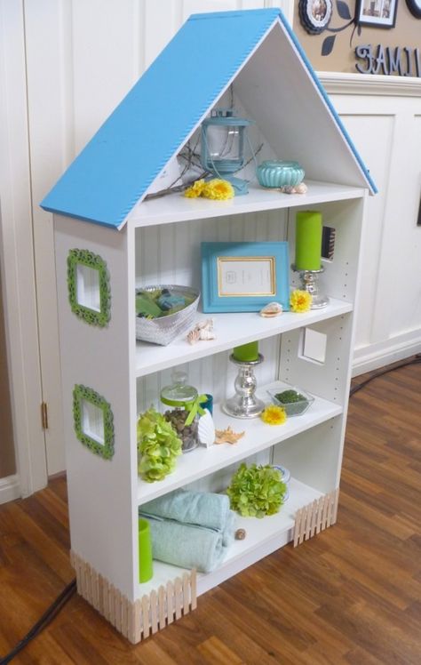 Dollhouse Bookcase, Billy Hack - IKEA Hackers Bookcase Dollhouse, Diy Bookshelf Kids, Billy Hack, Ikea Dollhouse, Bookcase Plans, Dollhouse Bookshelf, Dollhouse Bookcase, Billy Ikea, Chic Beach House