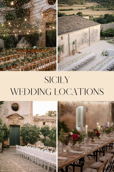 I created this list of most beautiful wedding venues in Sicily for all of you to help you find that one-in-a-lifetime fairy-tale wedding location. If you like me care as much about the venue itself as you do about the location and the surroundings, then this list is the right one for you! Cheap Italian Wedding Venues, Wedding In Sicily Italy, Palermo Wedding Sicily, Elope In Sicily, Affordable Italian Destination Wedding, Wedding Venues Sicily, Affordable Italy Wedding, Italian Wedding Ideas Inspiration, Sicily Italy Wedding