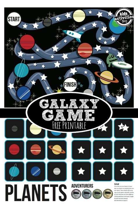 {Stars & Planets} Free Printable Game for Kids About Space Space Printables, Printable Games For Kids, Printable Board Games, Planets And Stars, Indoor Recess, Diy Galaxy, Outer Space Theme, Free Printable Games, Space Activities