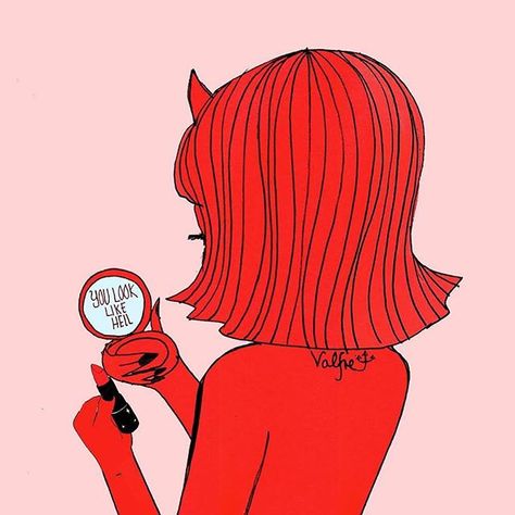 Pfp Ideas, A Woman, Mirror, Glass, Red, Hair, Instagram, Art