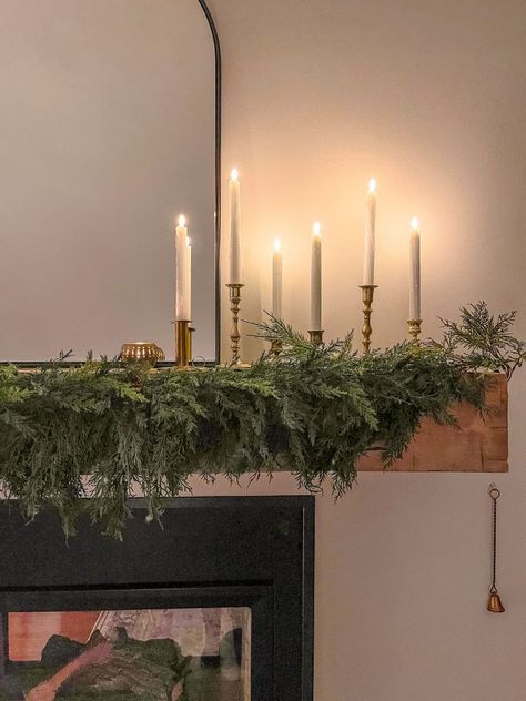 Do you love organic modern design? Today I'm sharing how to decorate a fireplace with winter mantel decor in an organic modern design style! #fromhousetohaven #organicmodern #wintermanteldecor #winterdecorideas #winterfireplace #manteldecorideas Winter Mantle Ideas, Christmas Fireplace Mantle Decorations, Fireplace Mantel Christmas Decorations, Decorate A Fireplace, Winter Mantle Decor, Winter Mantel Decor, Court Aesthetic, Winter Court, Organic Modern Design